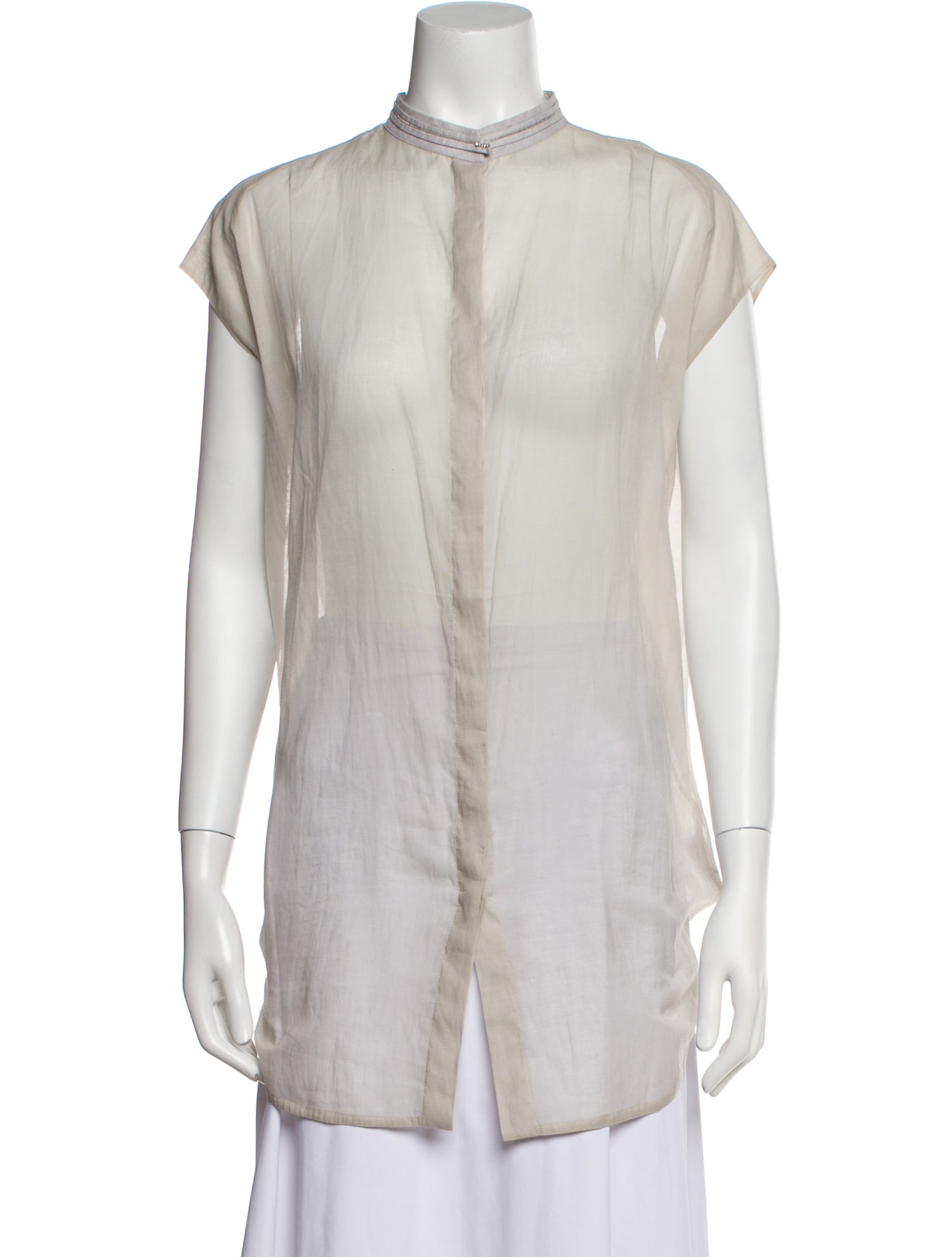 Brunello Cucinelli Mock Neck Short Sleeveless Tunic