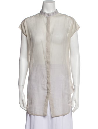 Brunello Cucinelli Mock Neck Short Sleeveless Tunic