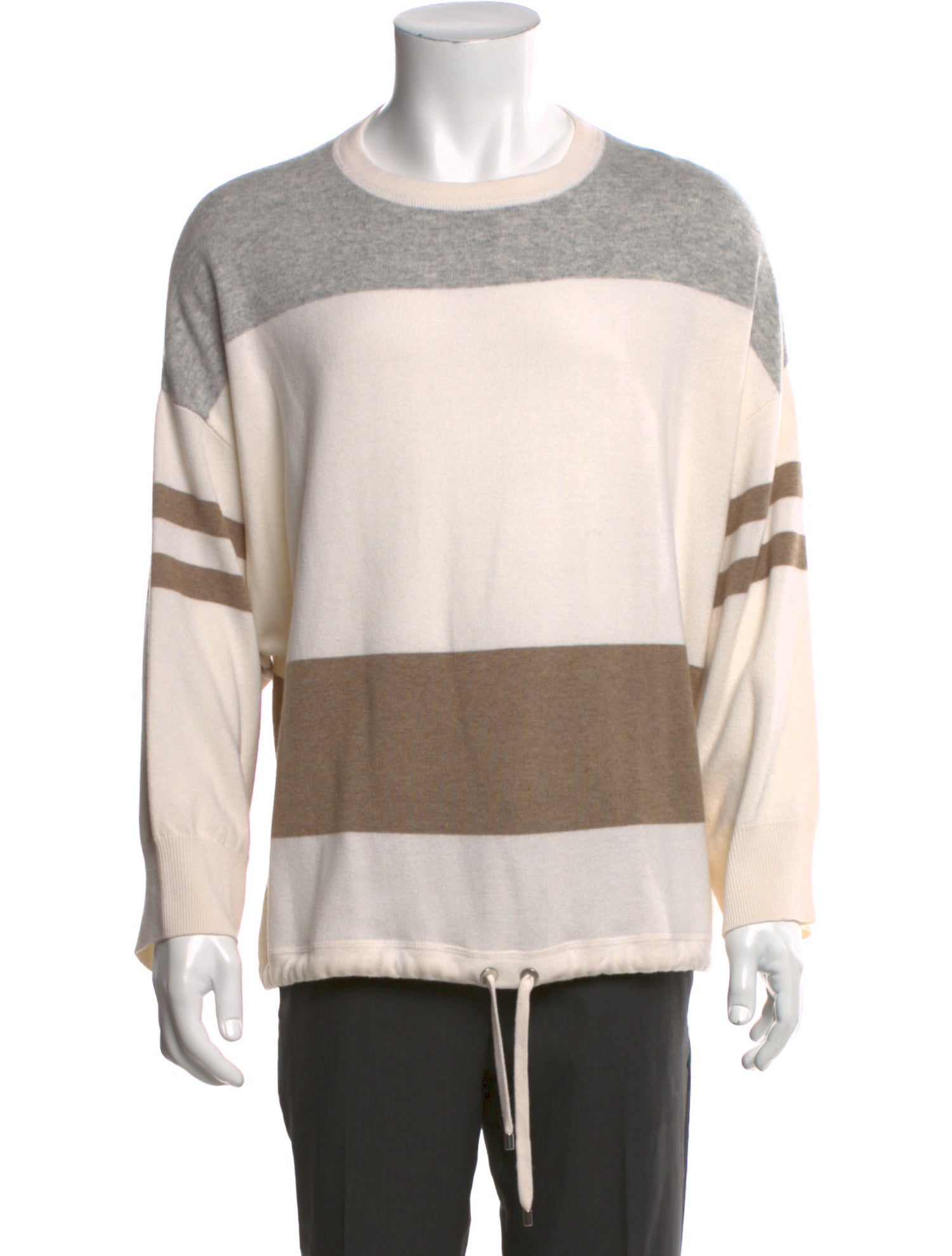 Brunello Cucinelli Virgin Wool Colorblock Pattern Pullover
