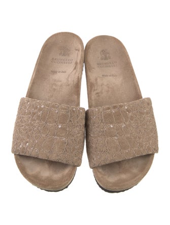 Brunello Cucinelli Monili Suede Slides