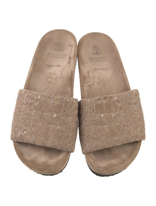Brunello Cucinelli Monili Suede Slides
