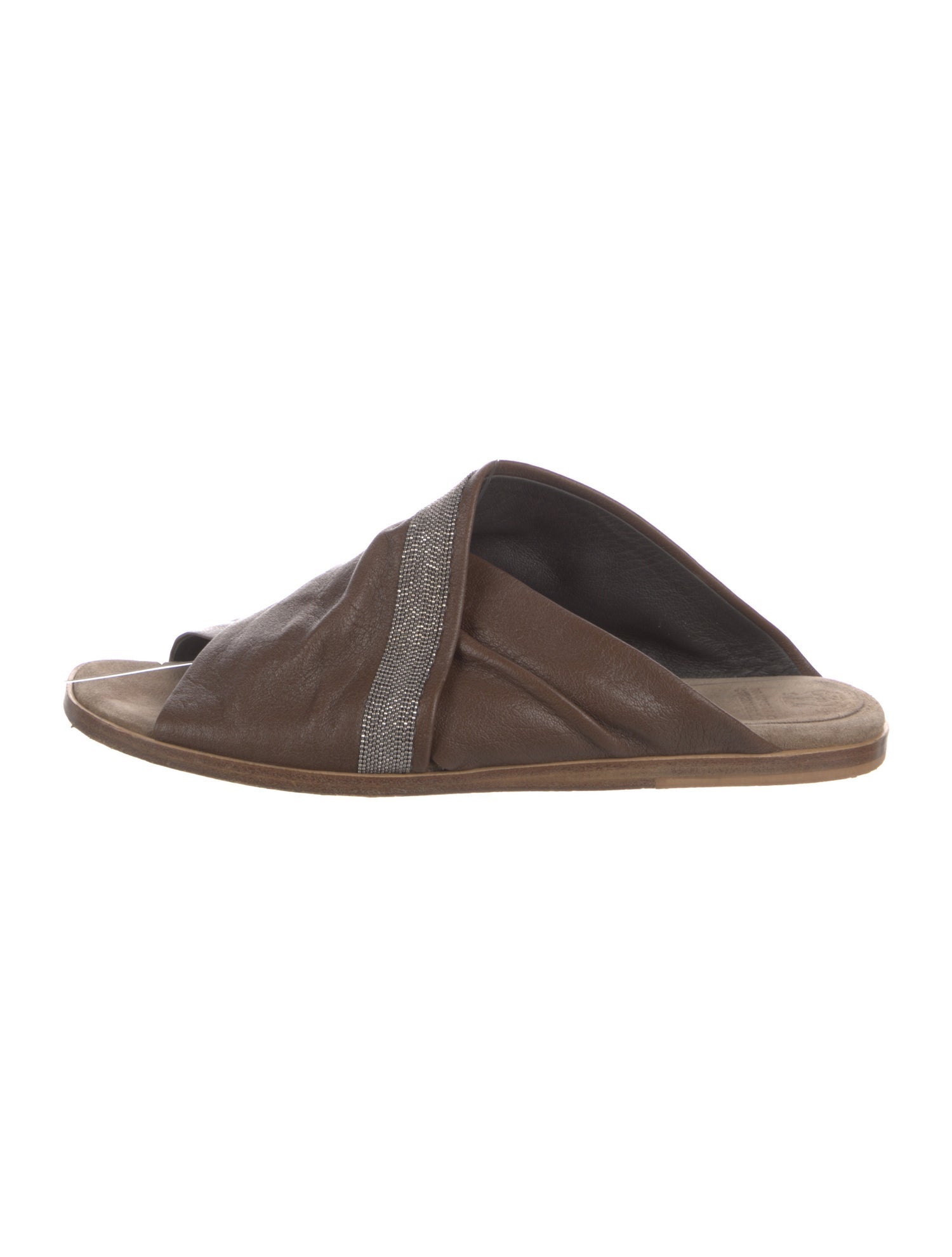 Brunello Cucinelli Monili Leather Slides