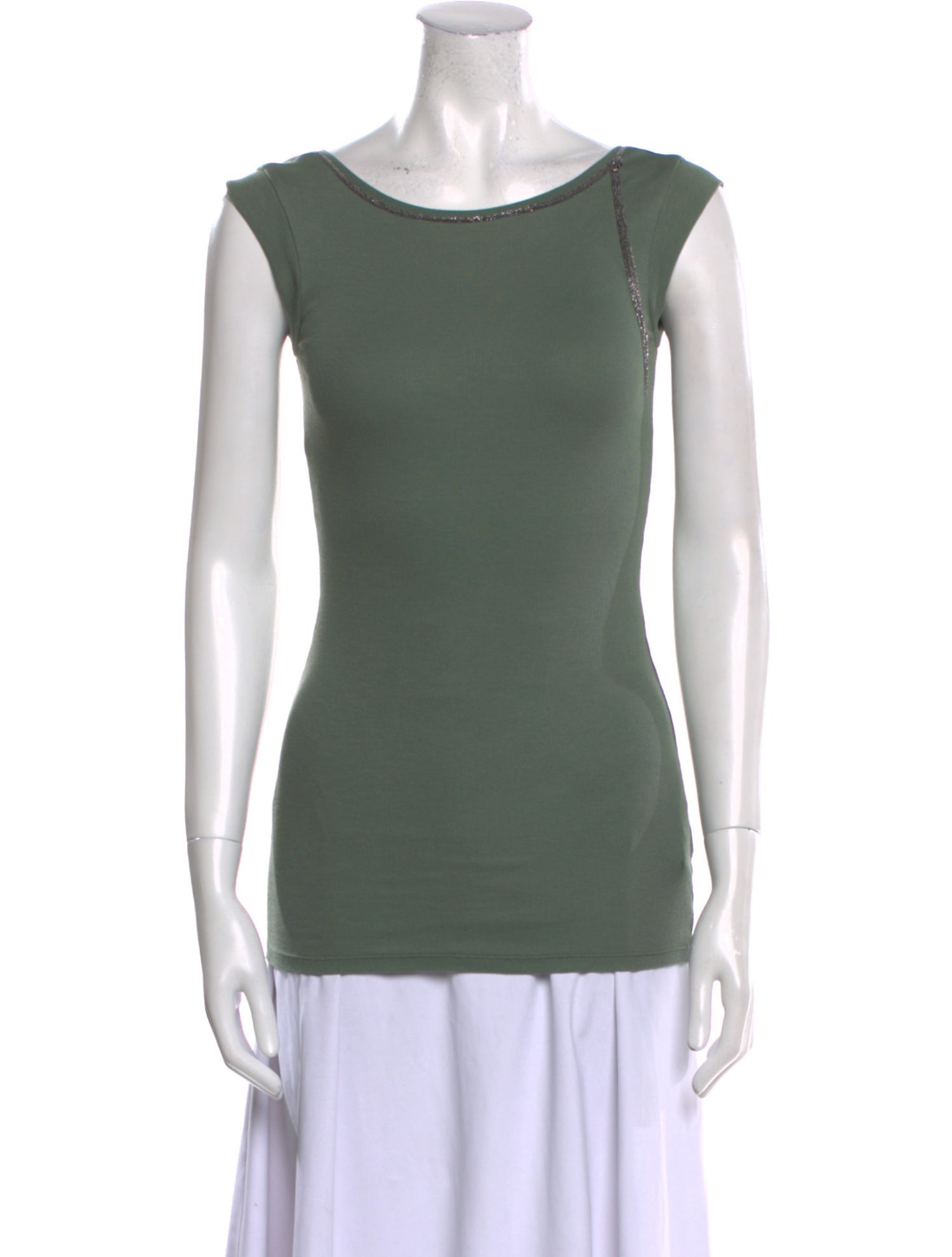 Brunello Cucinelli Bateau Neckline Sleeveless Top