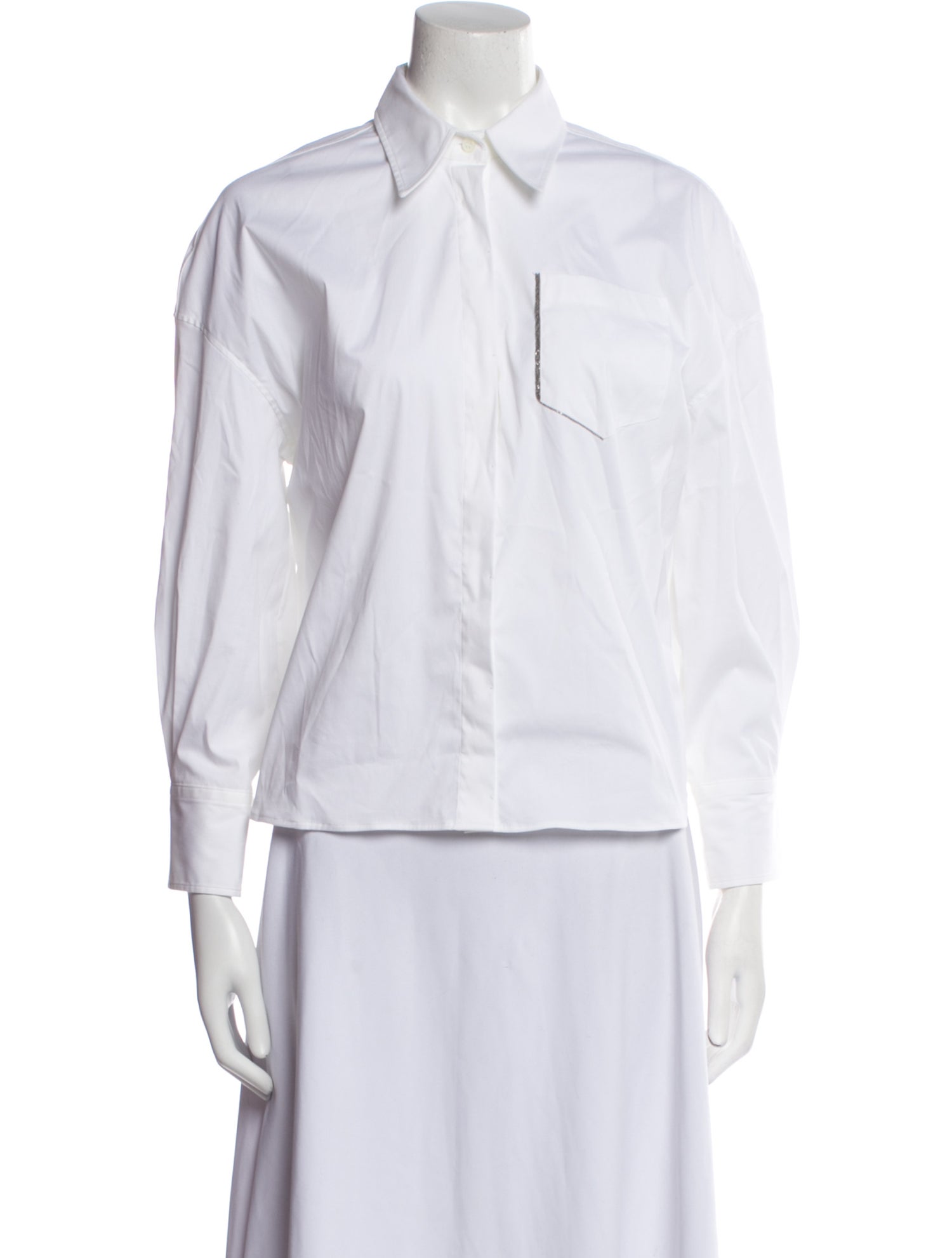 Brunello Cucinelli Long Sleeve Button-Up Top