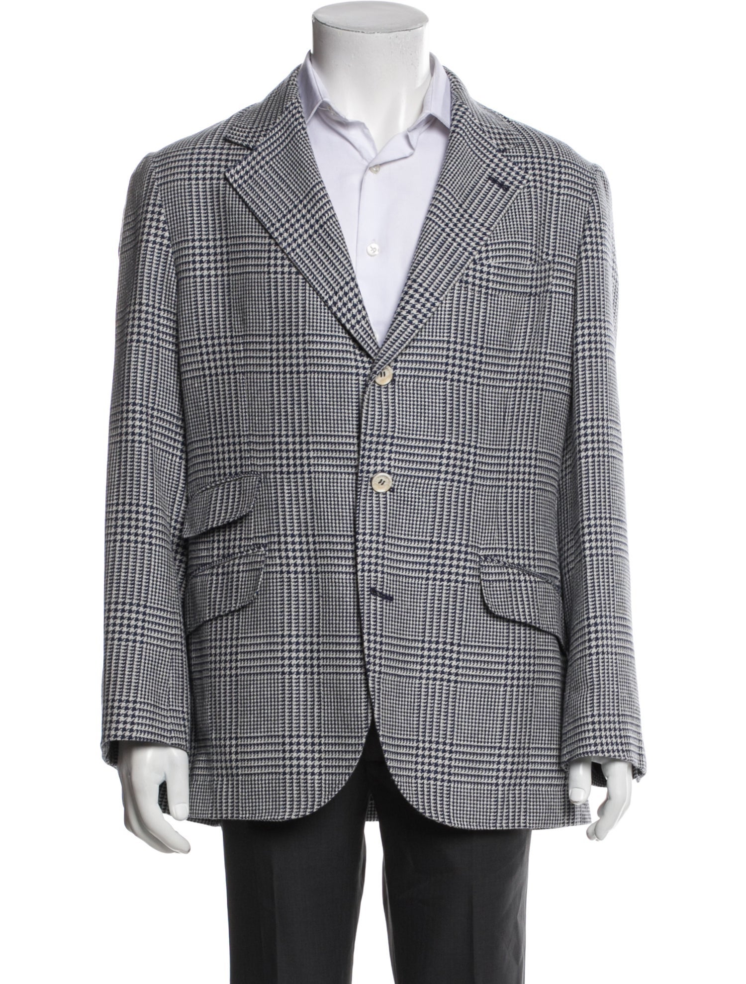 Brunello Cucinelli Plaid Print Peacoat