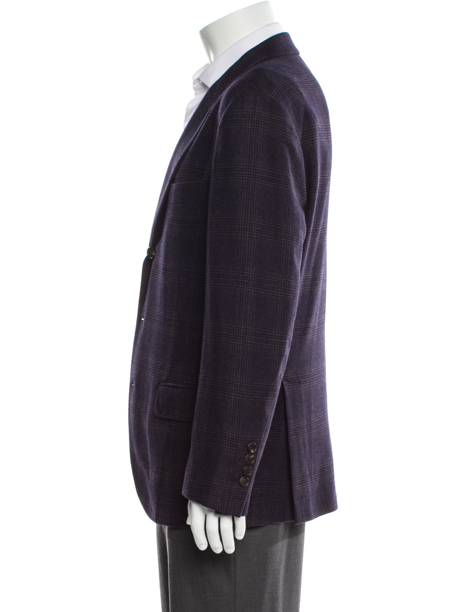 Brunello Cucinelli Wool Plaid Print Blazer