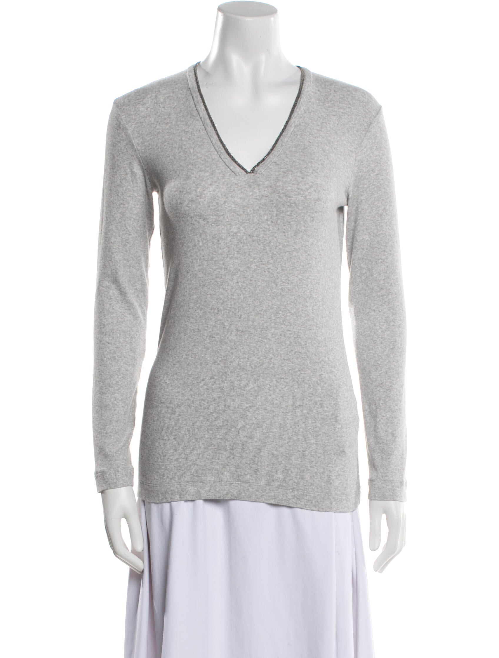 Brunello Cucinelli V-Neck Long Sleeve Sweatshirt