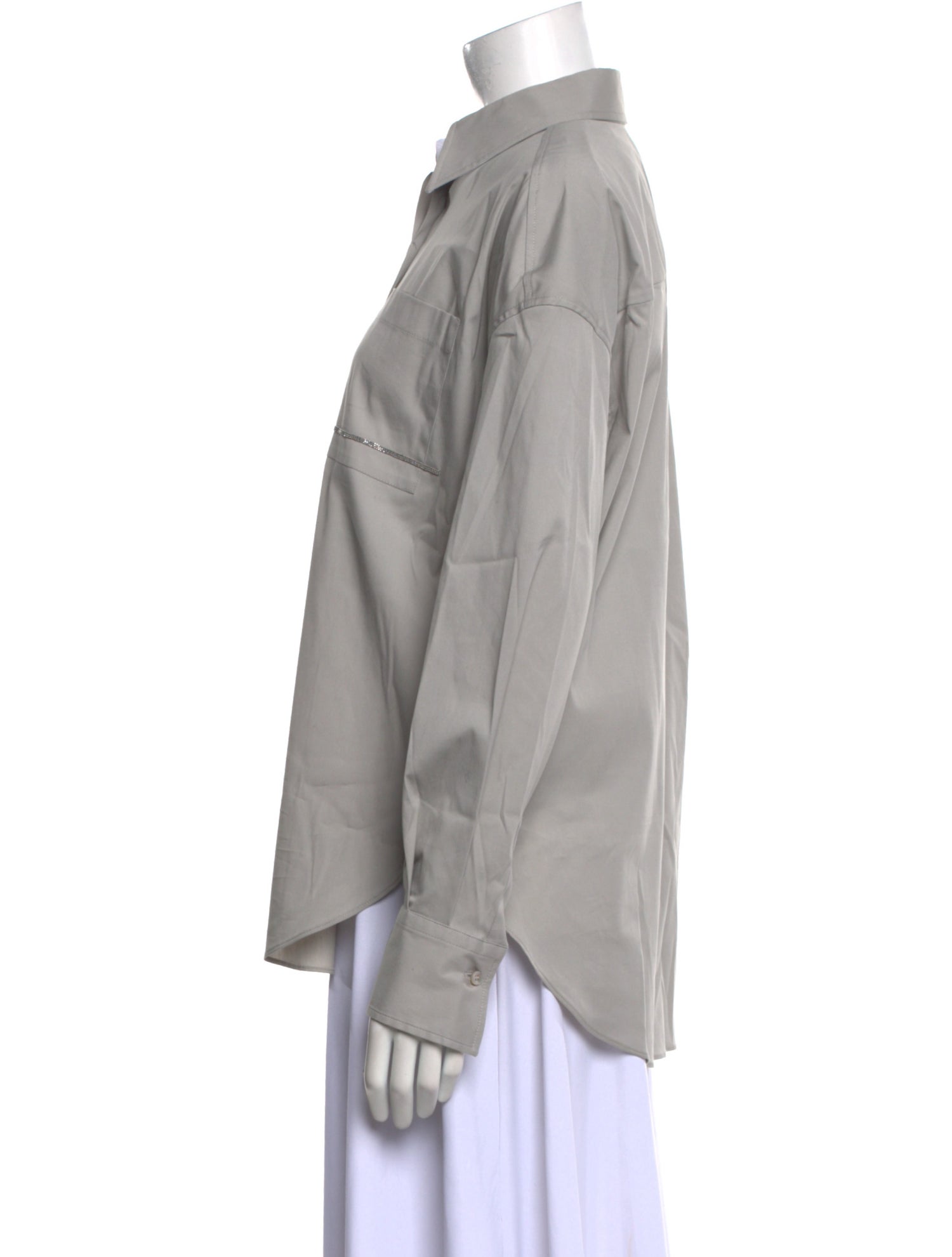 Brunello Cucinelli Long Sleeve Button-Up Top