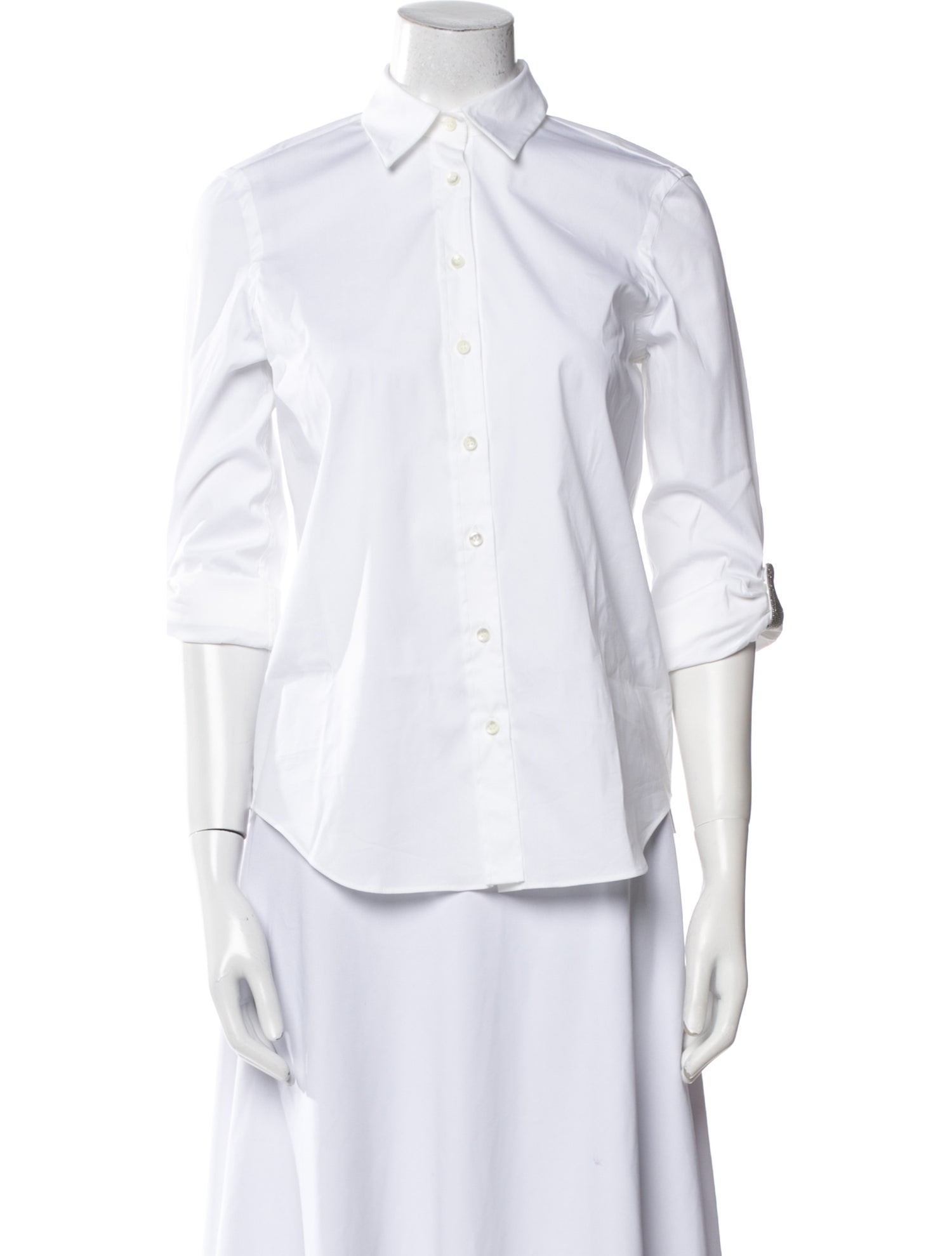 Brunello Cucinelli Three-Quarter Sleeve Button-Up Top