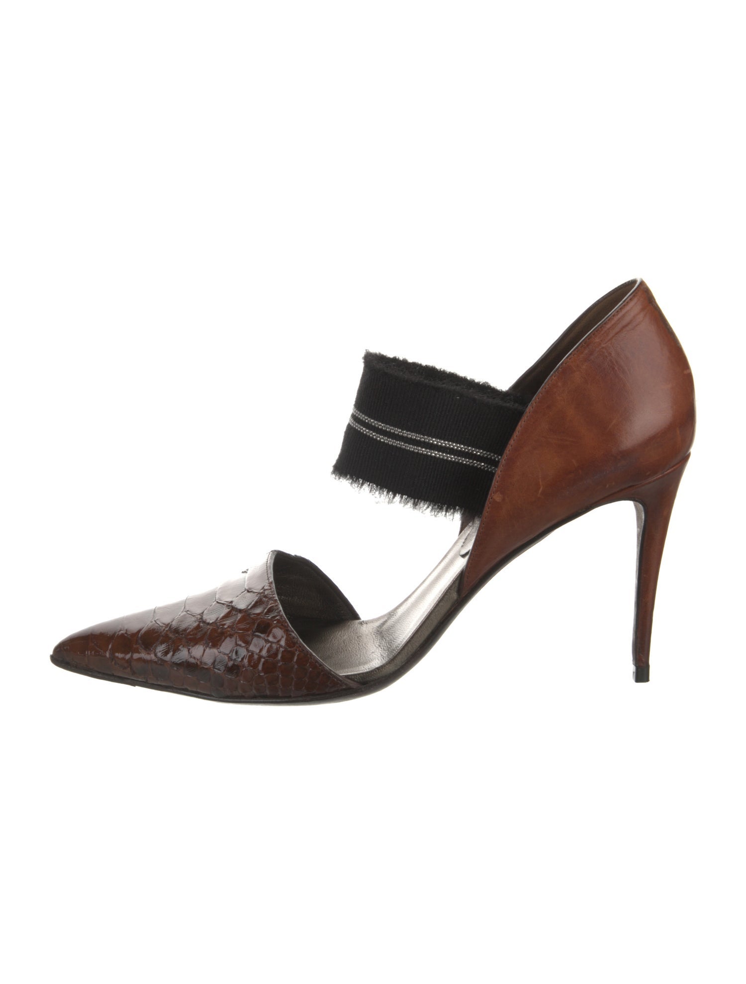 Brunello Cucinelli Monili Leather D'Orsay Pumps