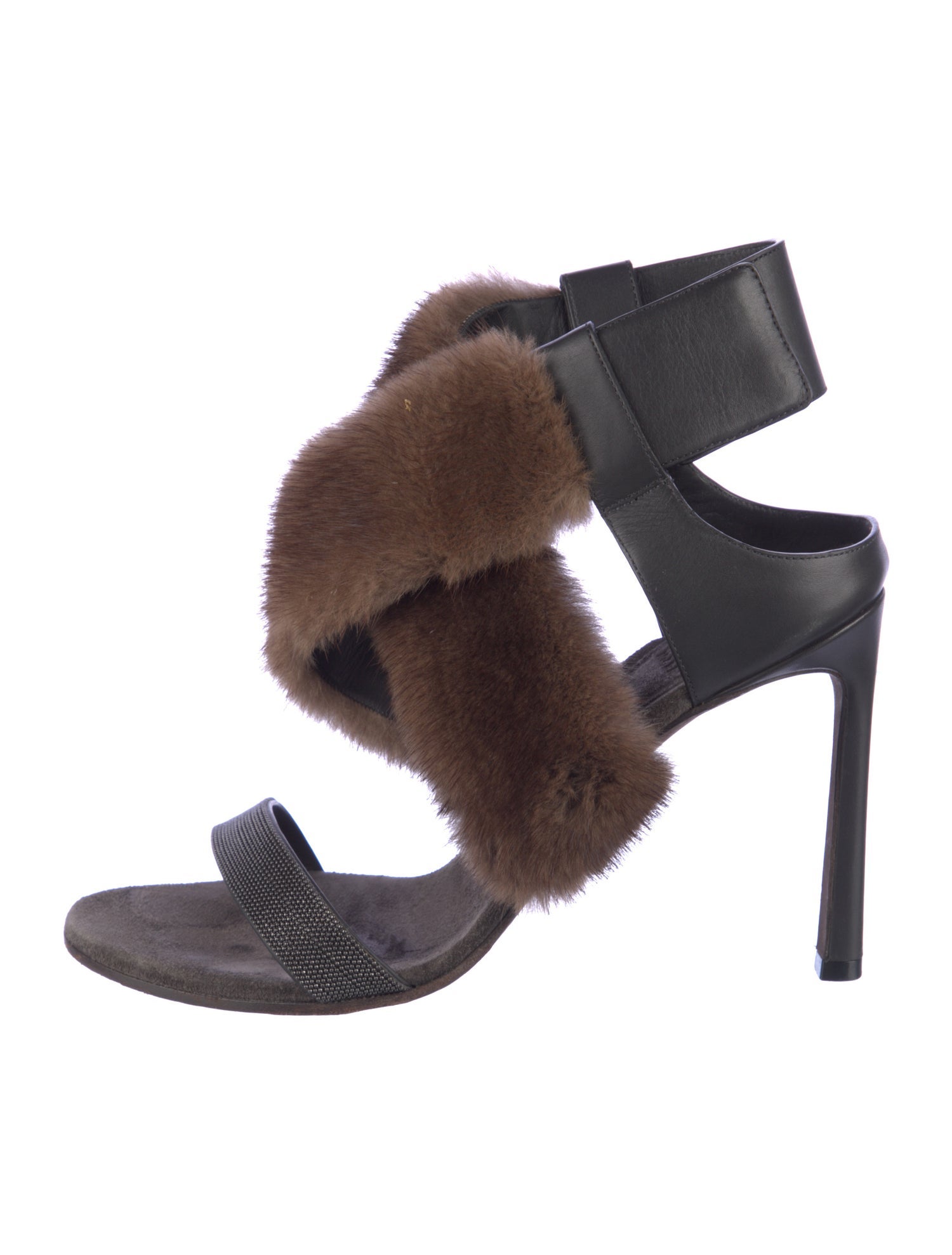 Brunello Cucinelli Monili Leather Slingback Sandals