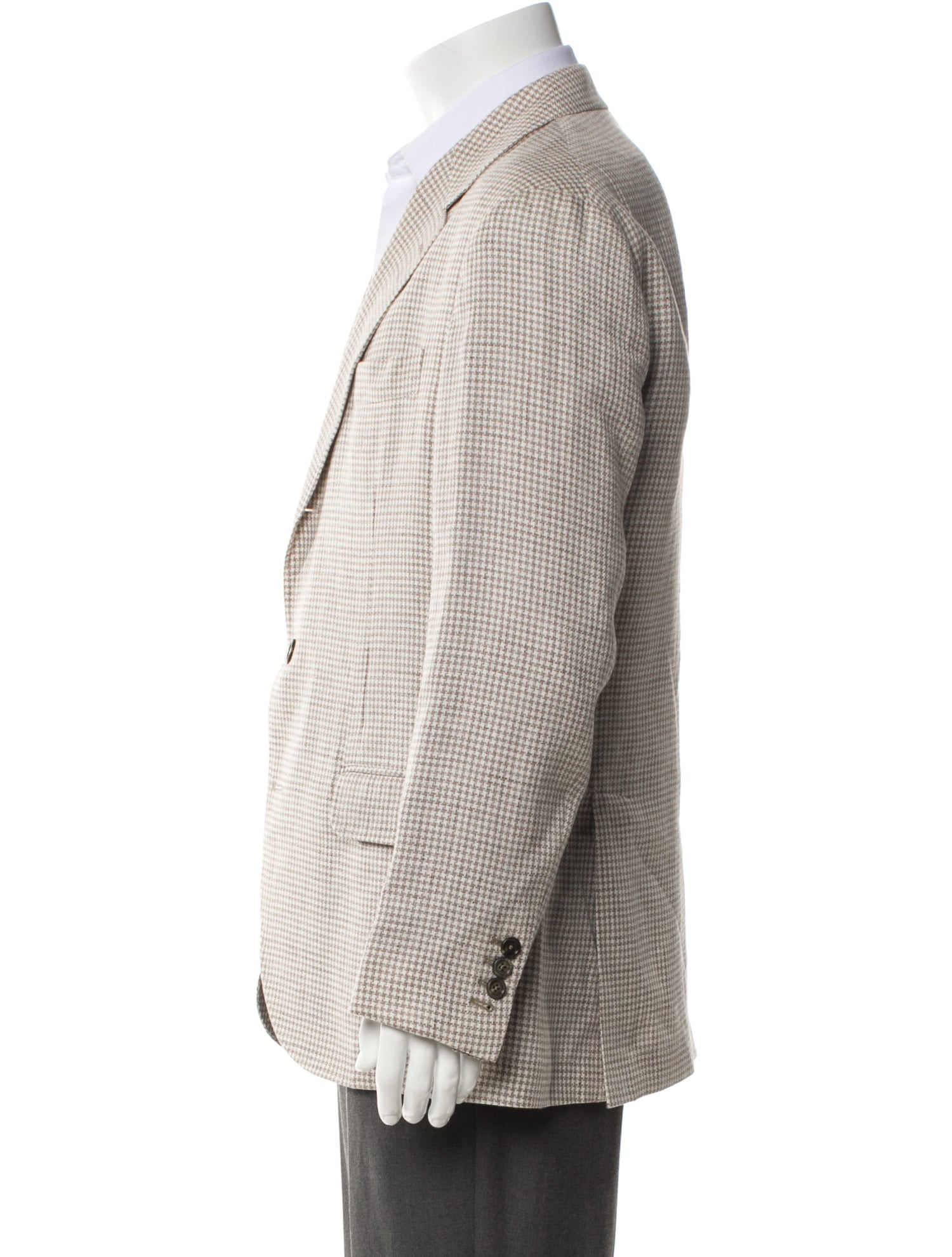 Brunello Cucinelli Linen Houndstooth Print Blazer