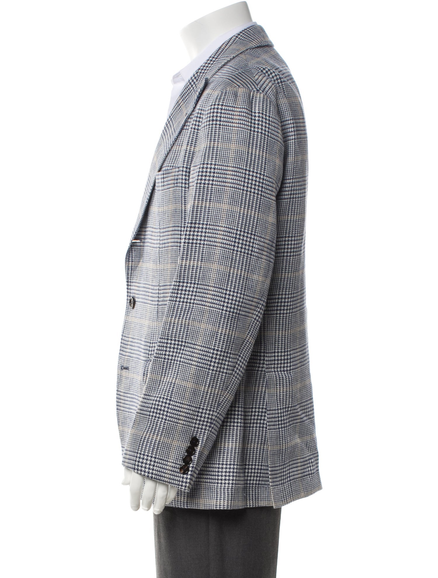 Brunello Cucinelli Linen Houndstooth Print Blazer