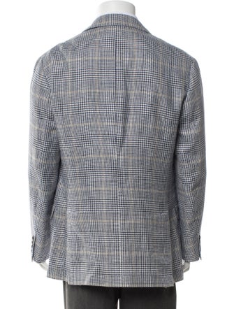 Brunello Cucinelli Linen Houndstooth Print Blazer