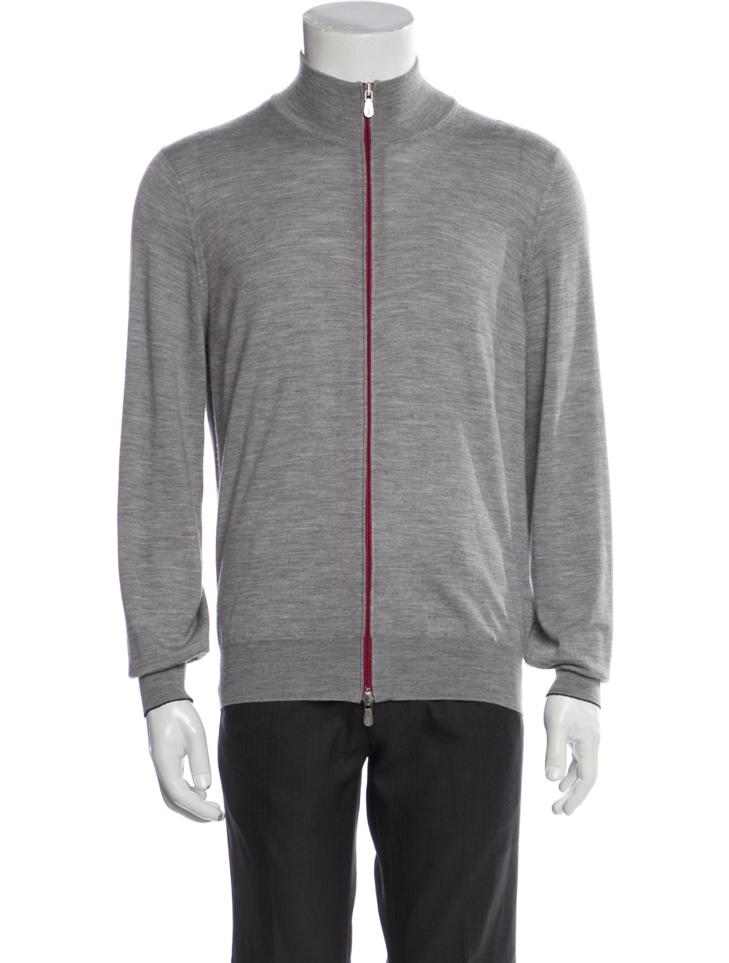 Brunello Cucinelli Virgin Wool Mock Neck Cardigan