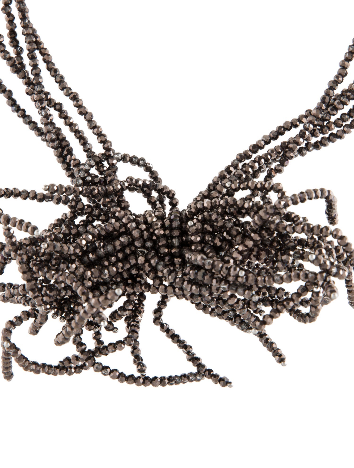 Brunello Cucinelli Leather Beaded Branch Bow Choker Necklace