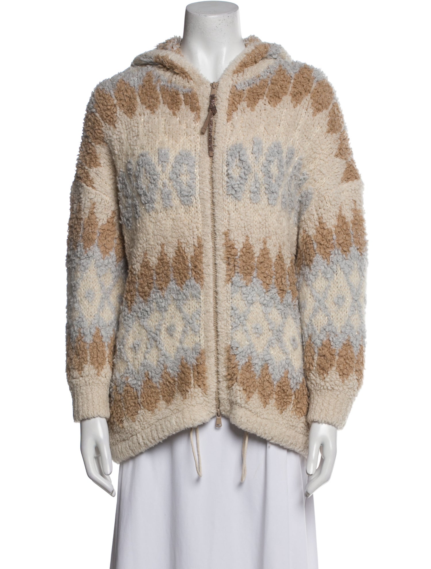 Brunello Cucinelli Cashmere Printed Faux Fur Jacket w/ Tags