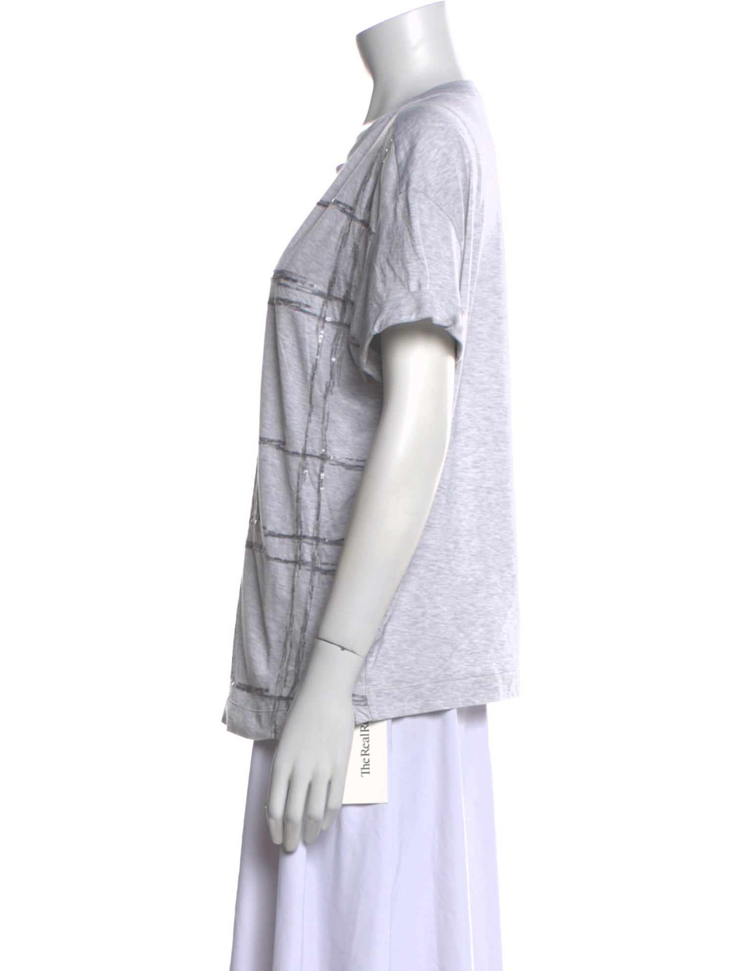 Brunello Cucinelli Plaid Print Crew Neck T-Shirt
