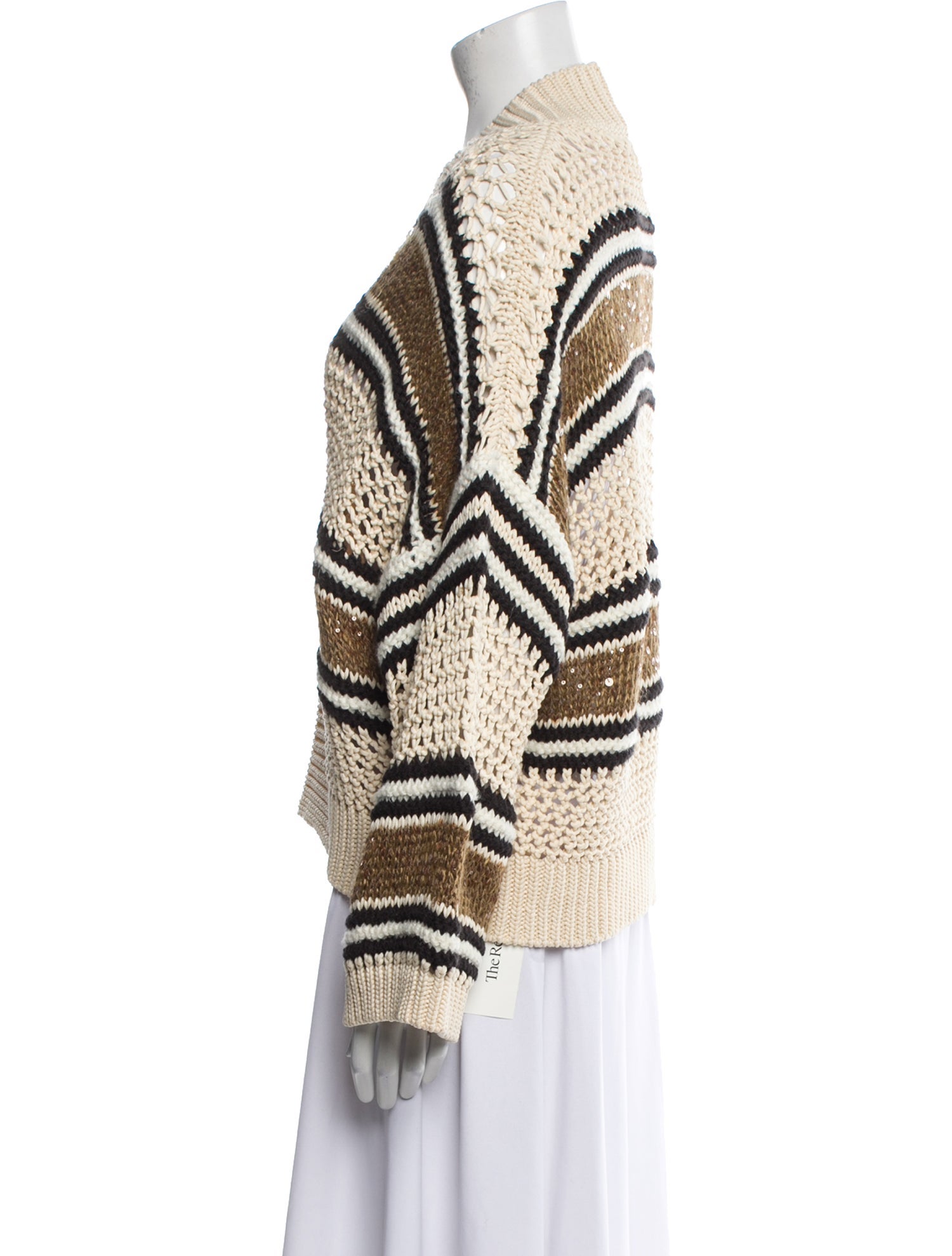 Brunello Cucinelli Striped V-Neck Sweater w/ Tags