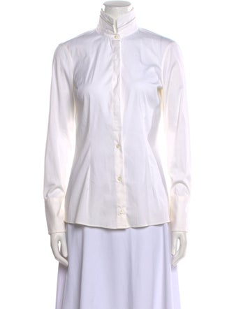 Brunello Cucinelli Mock Neck Long Sleeve Button-Up Top