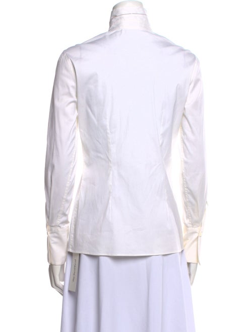 Brunello Cucinelli Mock Neck Long Sleeve Button-Up Top