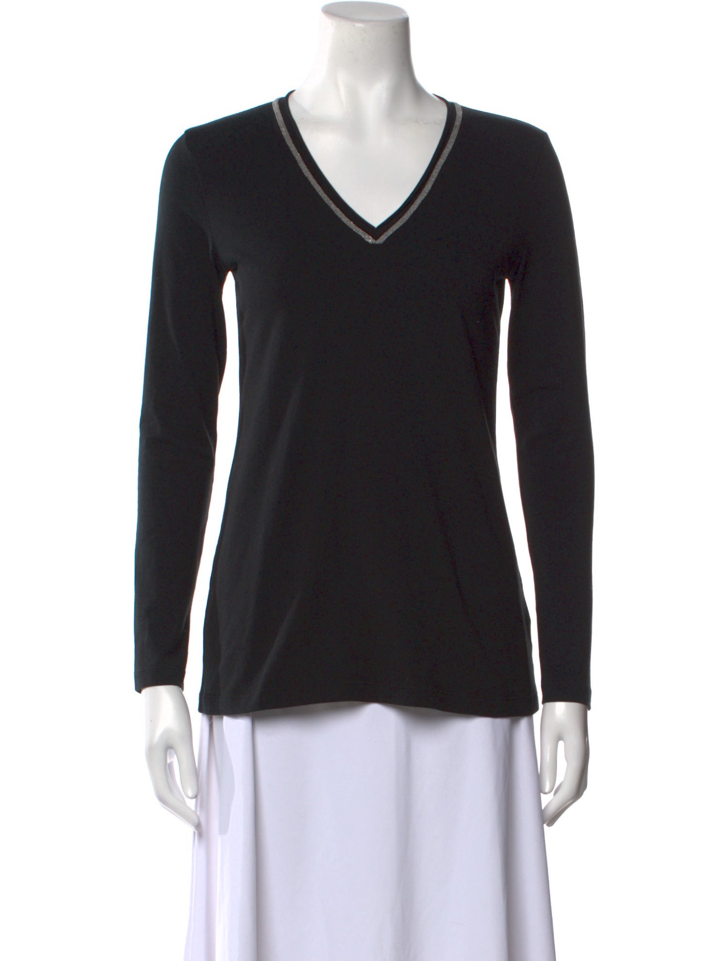 Brunello Cucinelli V-Neck Long Sleeve T-Shirt