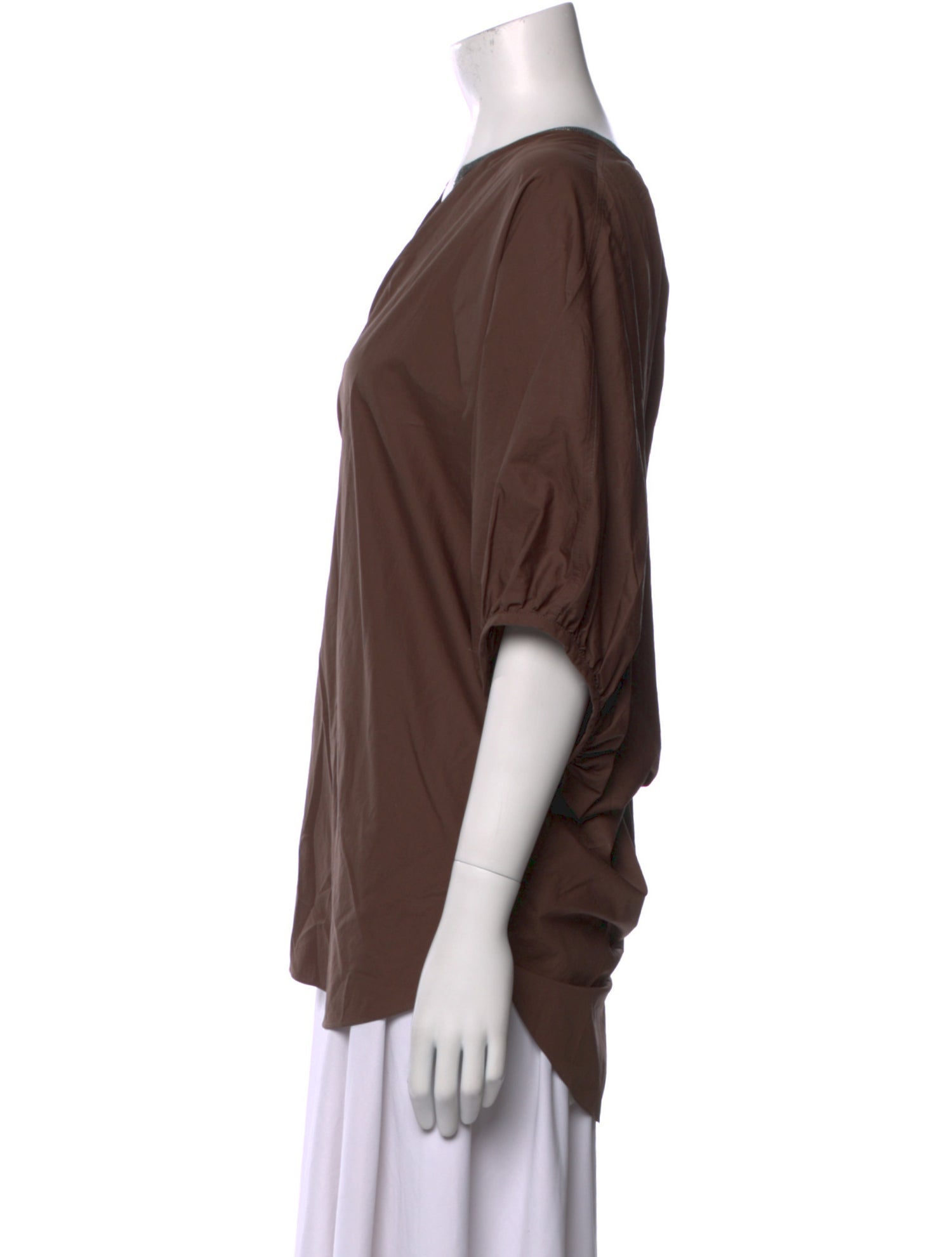 Brunello Cucinelli V-Neck Three-Quarter Sleeve Blouse