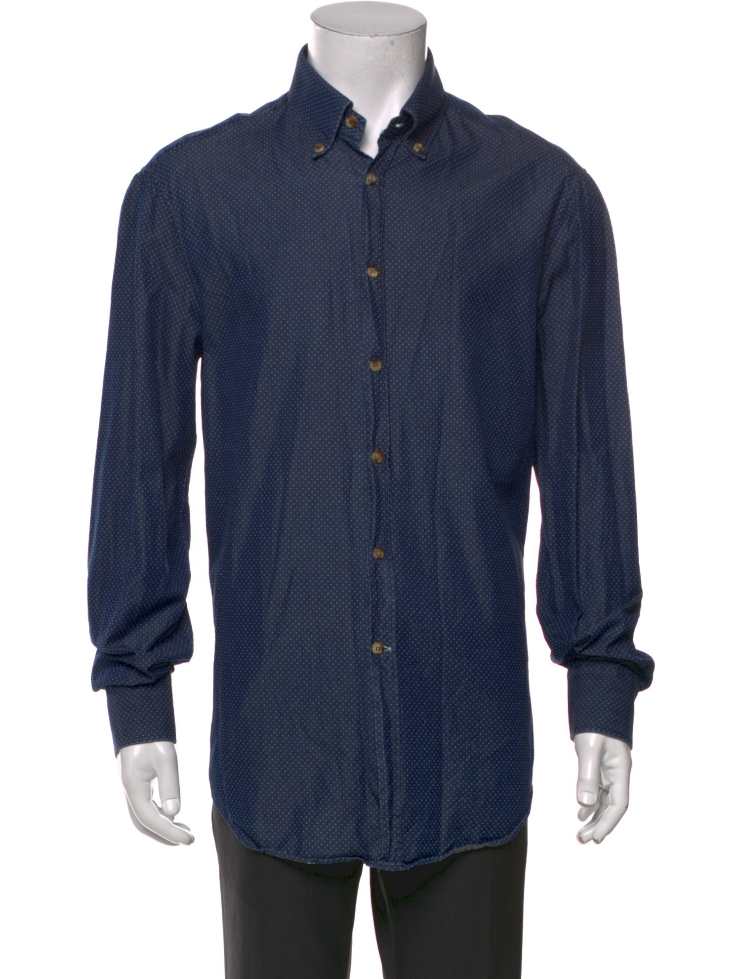 Brunello Cucinelli Polka Dot Print Long Sleeve Dress Shirt