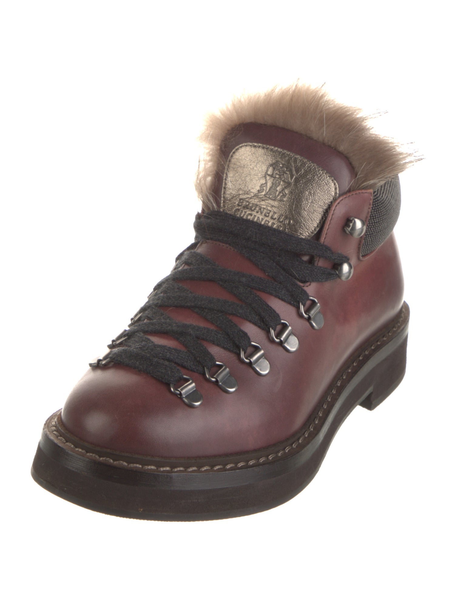Brunello Cucinelli Monili Leather Hiking Boots