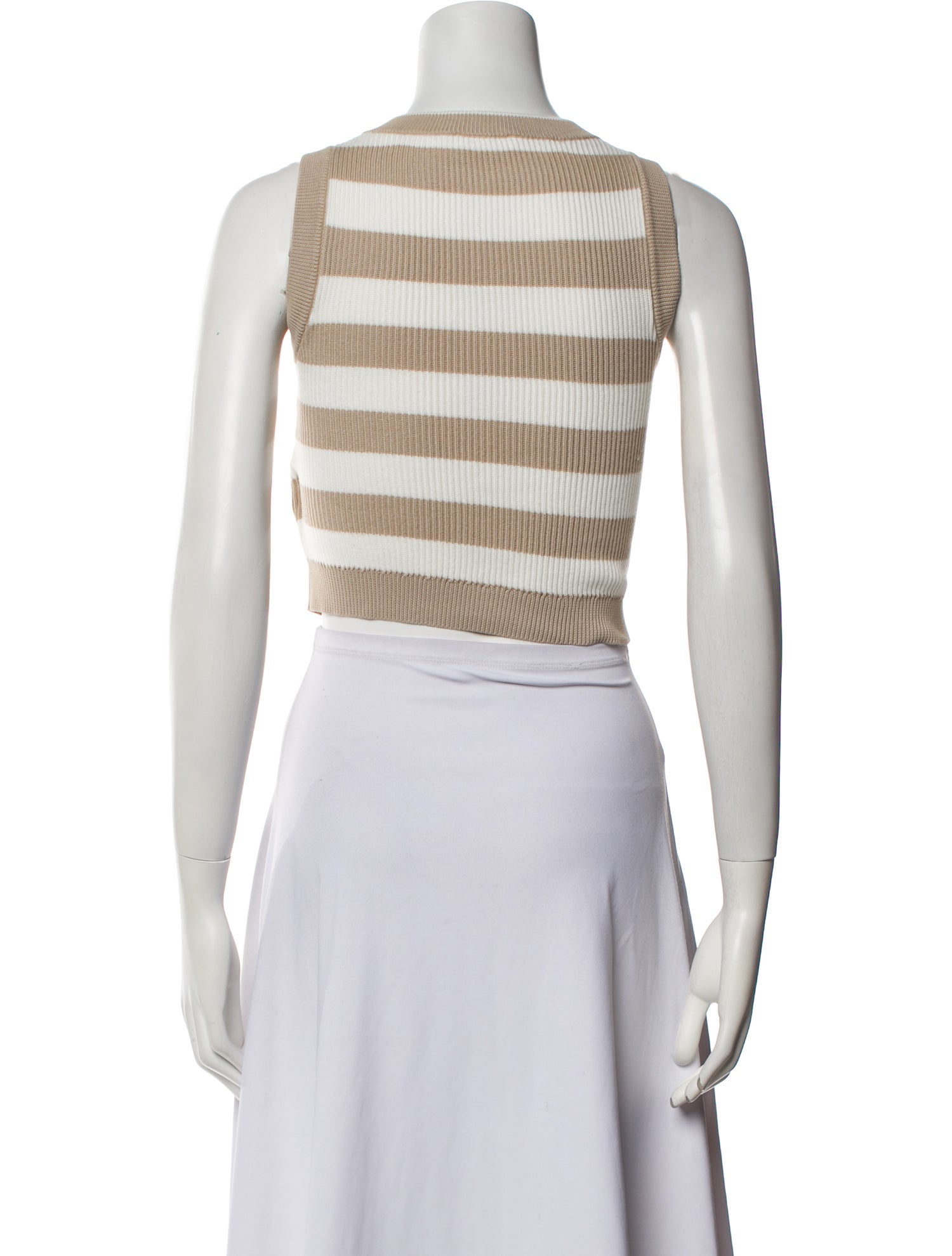 Brunello Cucinelli Striped Crew Neck Crop Top