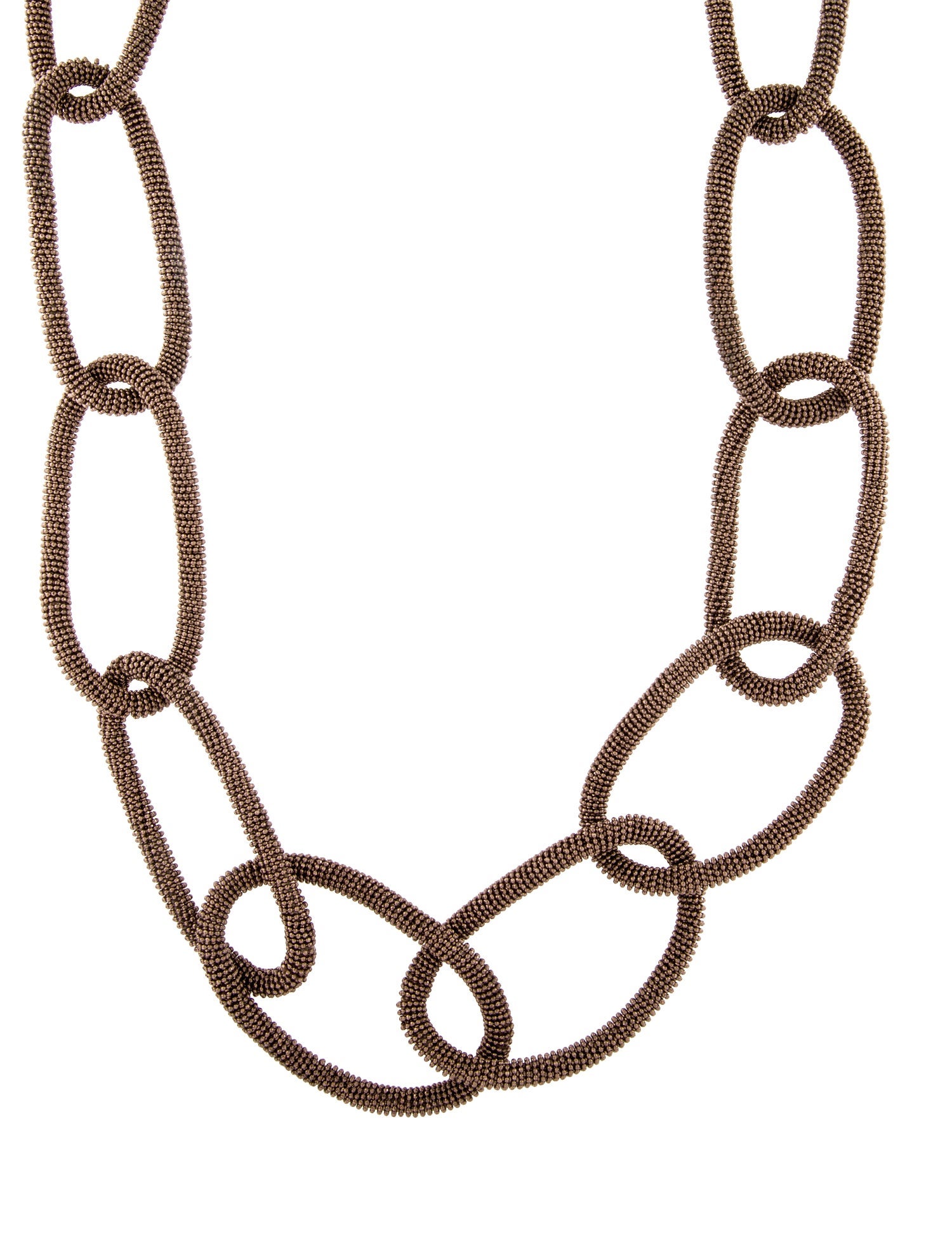 Brunello Cucinelli Monilli Bead Chain Link Double Strand Necklace