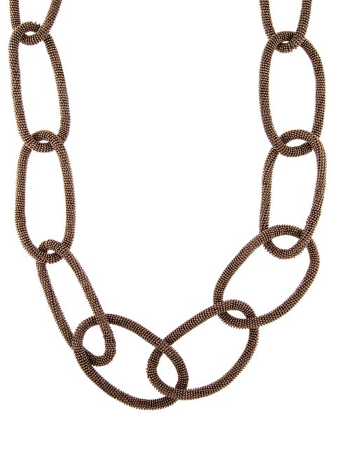Brunello Cucinelli Monilli Bead Chain Link Double Strand Necklace