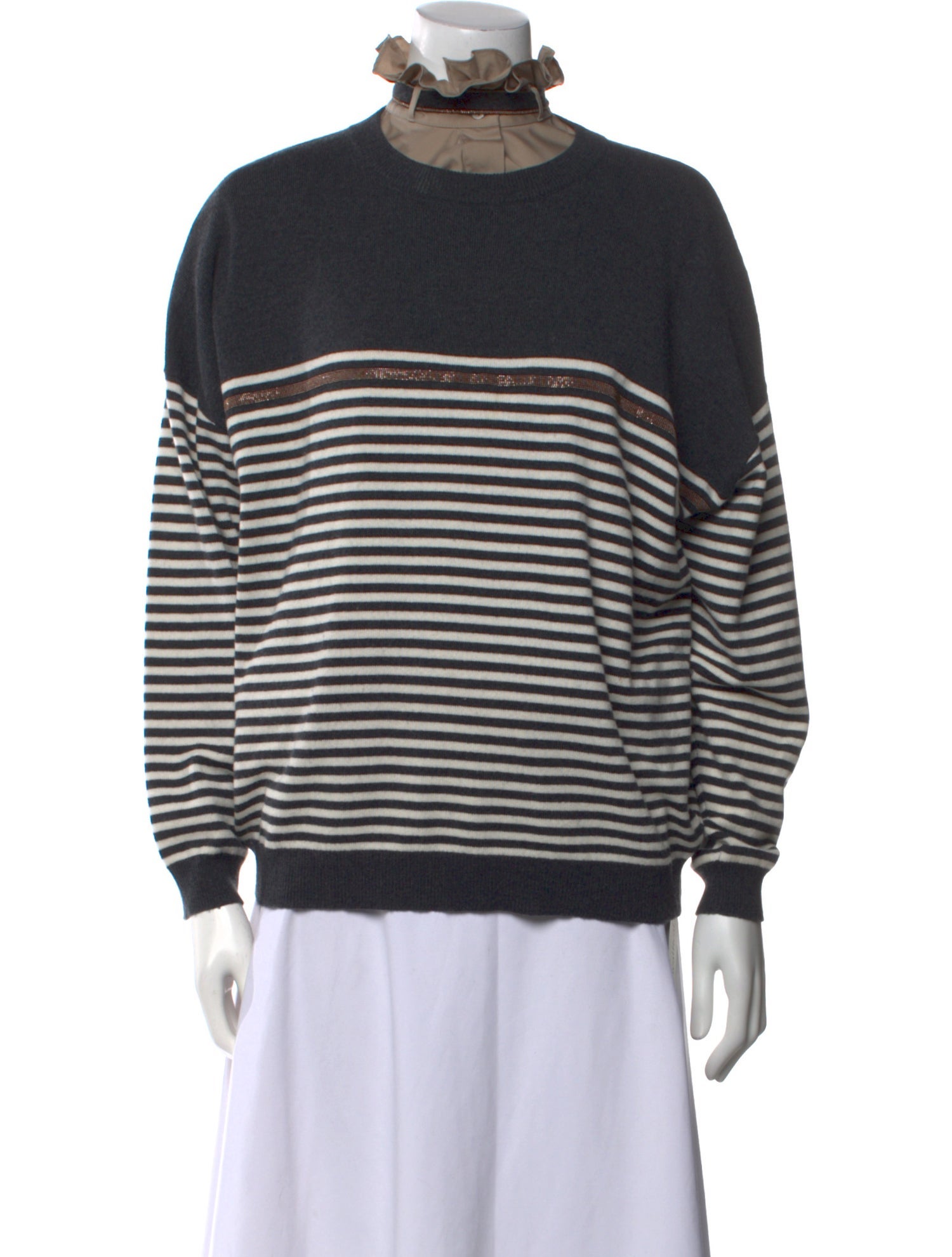 Brunello Cucinelli Striped Turtleneck Sweatshirt