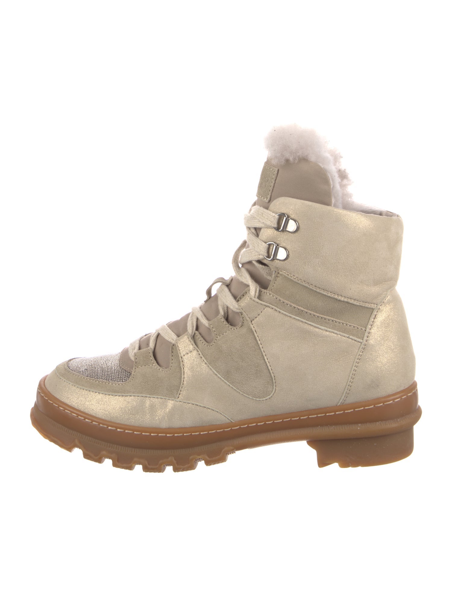 Brunello Cucinelli Monili Suede Combat Boots