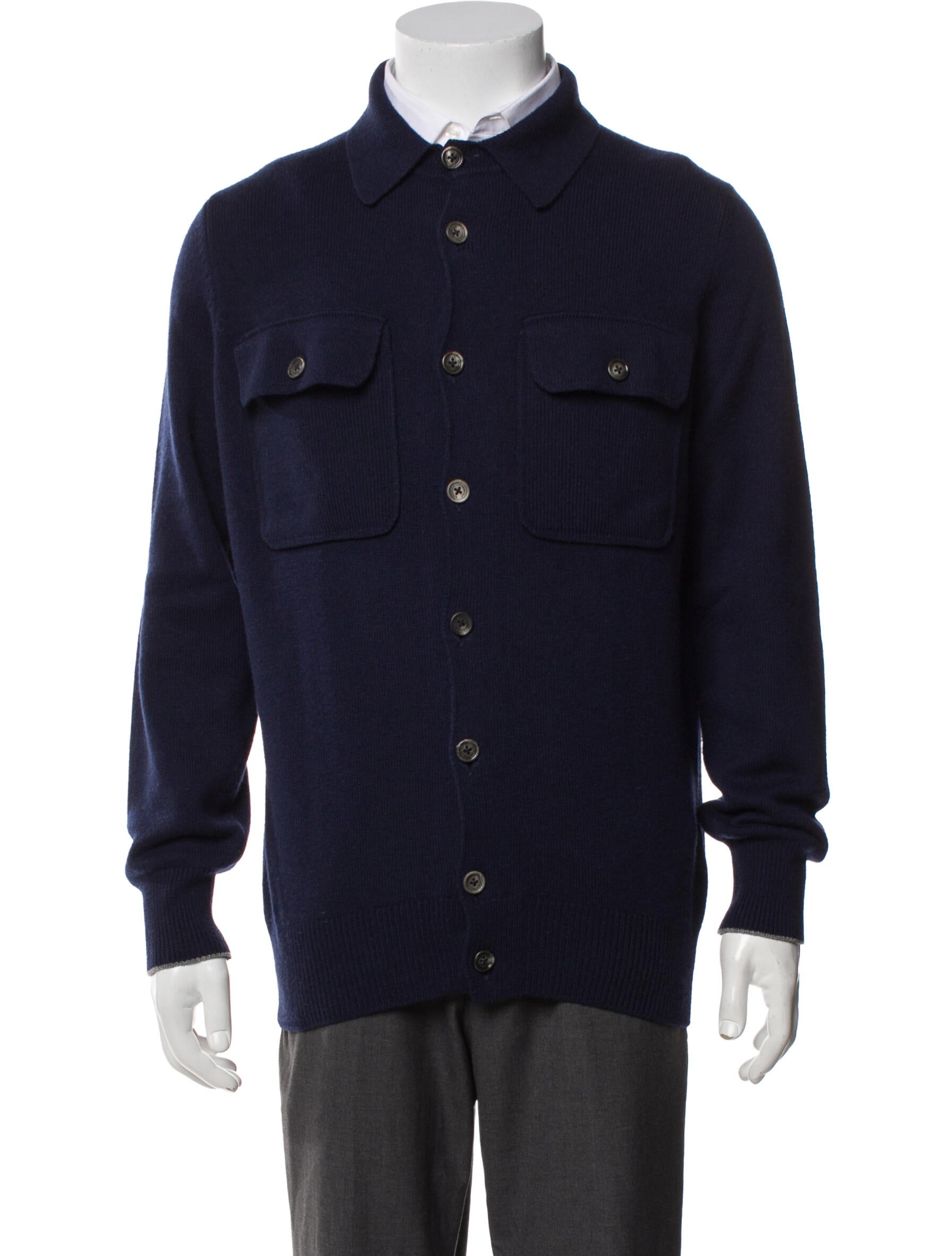 Brunello Cucinelli Virgin Wool Mock Neck Cardigan