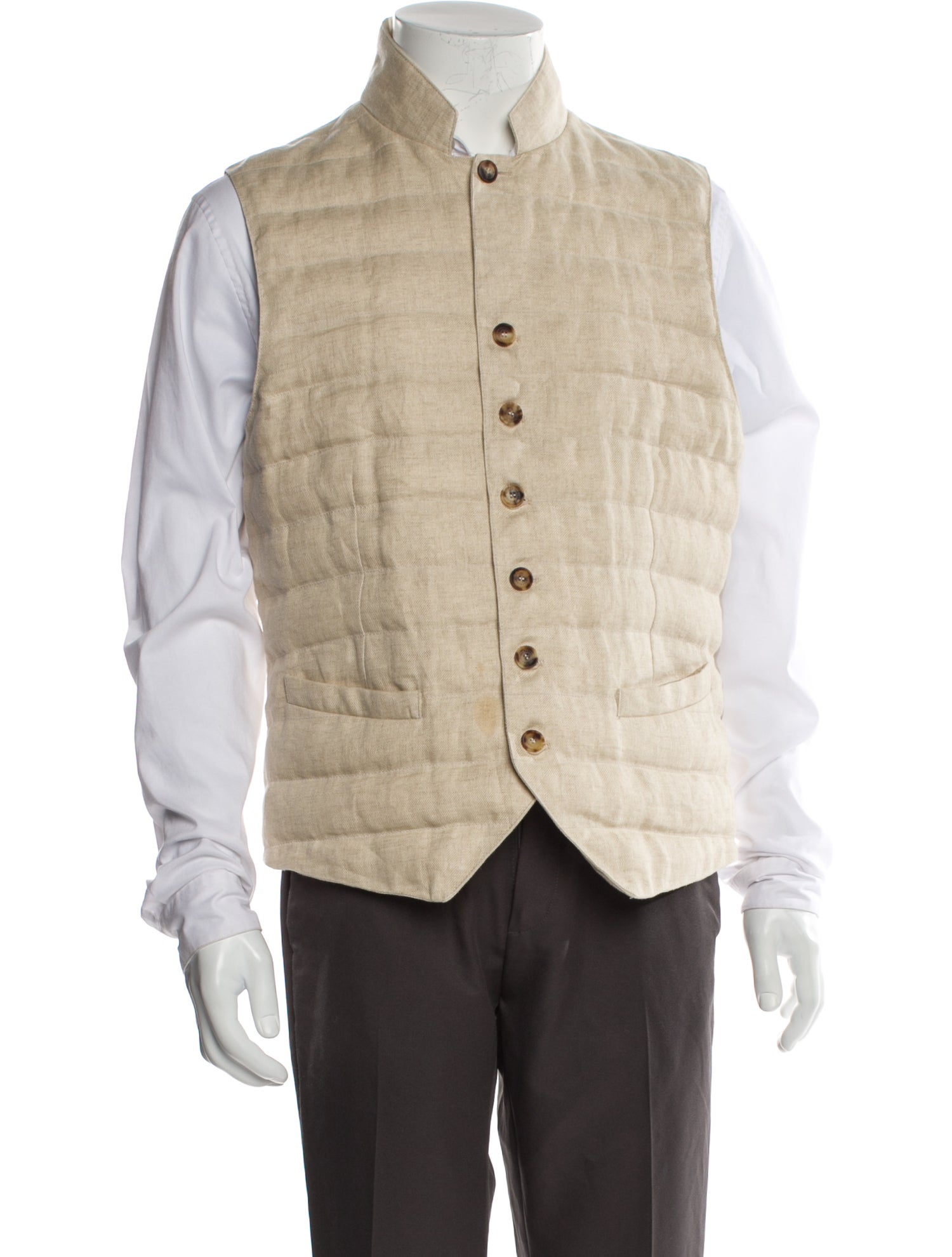 Brunello Cucinelli Linen Plaid Print Vest