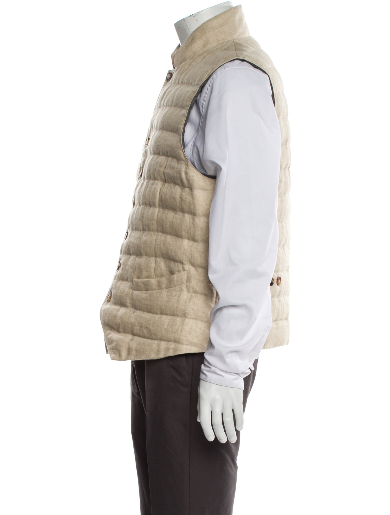 Brunello Cucinelli Linen Plaid Print Vest