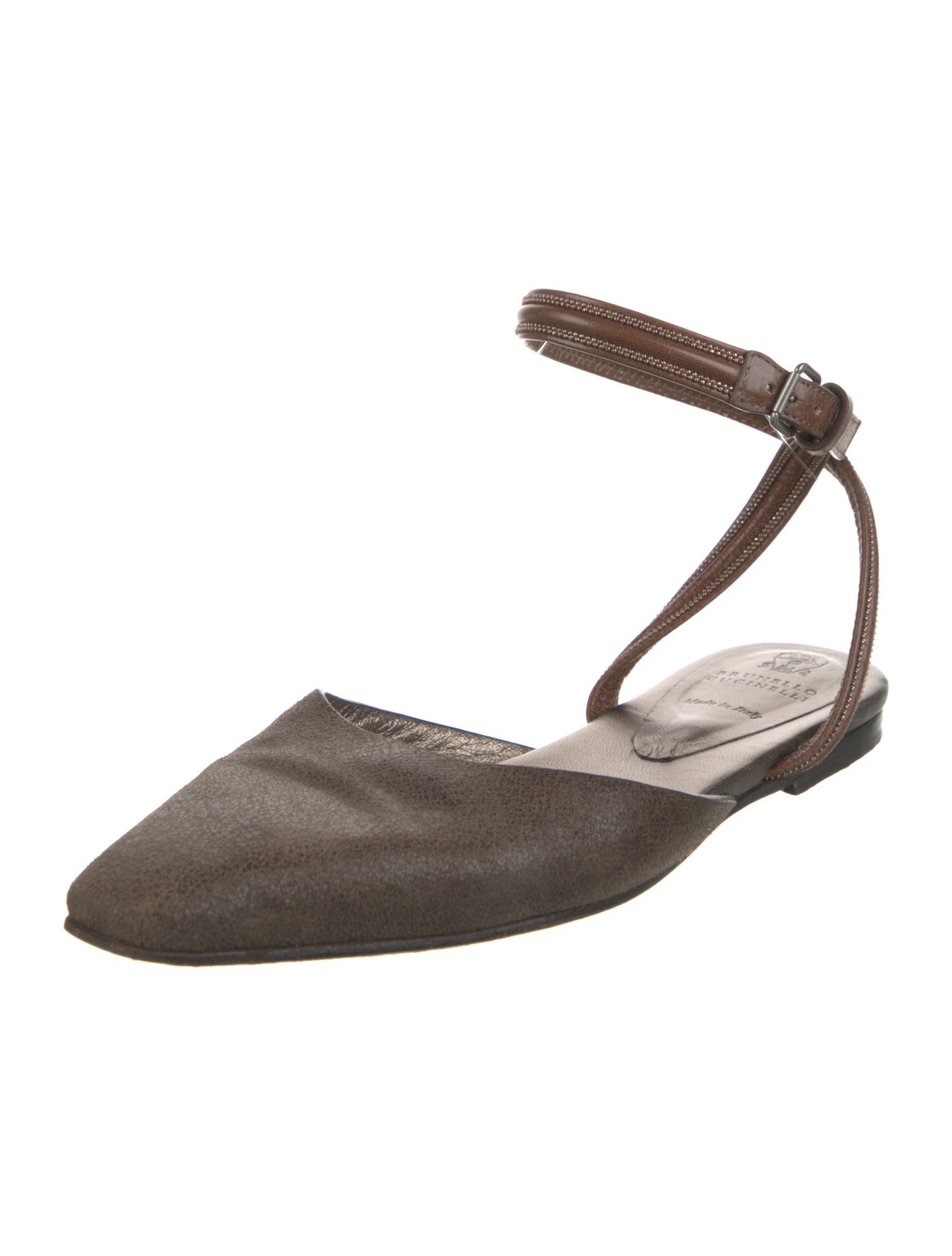 Brunello Cucinelli Monili Leather Mules