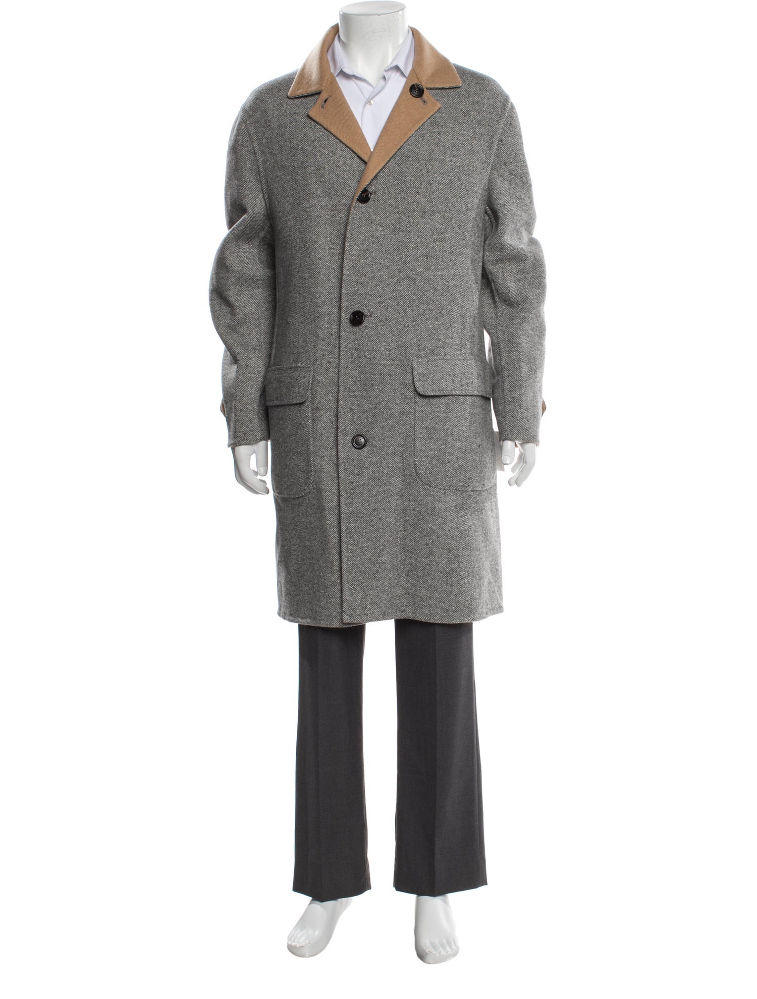 Brunello Cucinelli Wool Tweed Pattern Overcoat