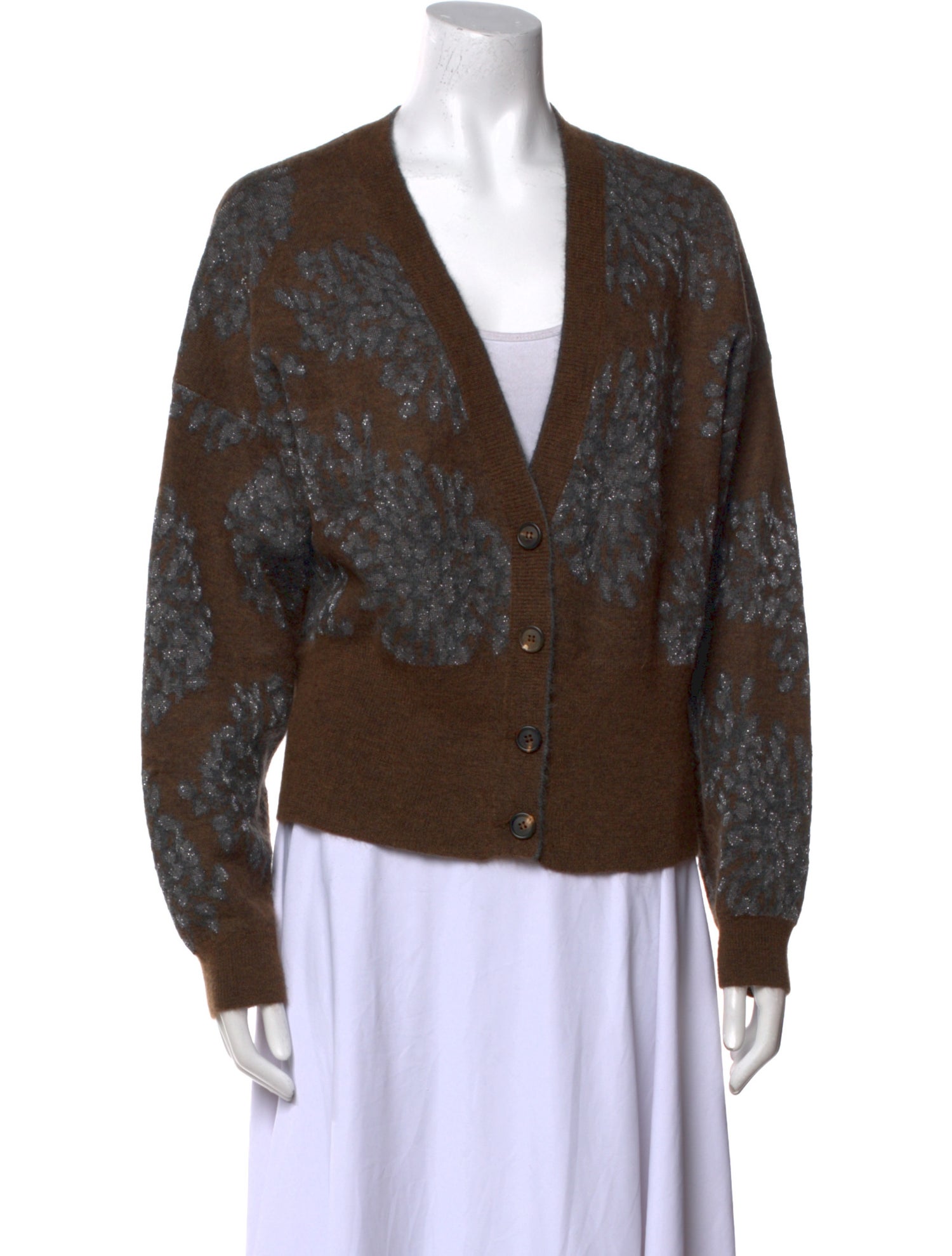 Brunello Cucinelli Printed V-Neck Sweater