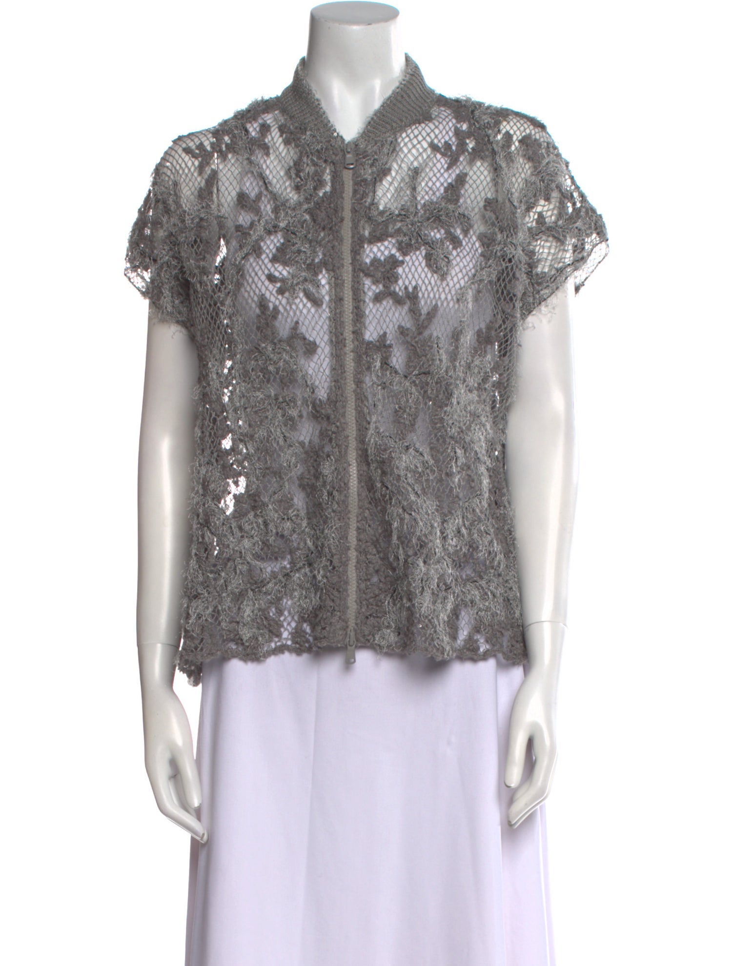 Brunello Cucinelli Linen Lace Pattern Sweater