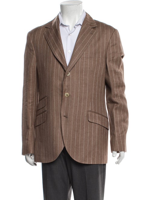 Brunello Cucinelli Linen Striped Peacoat