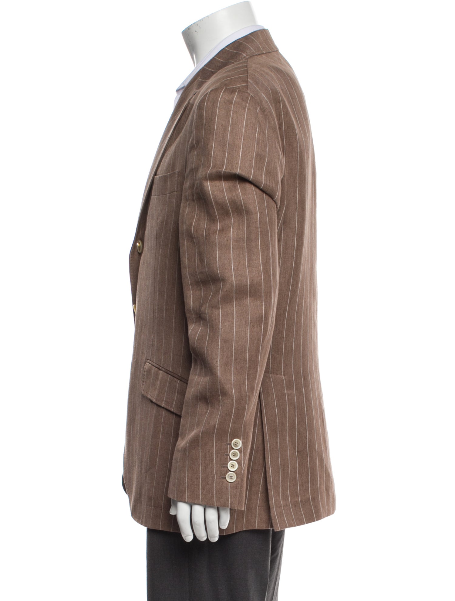 Brunello Cucinelli Linen Striped Peacoat