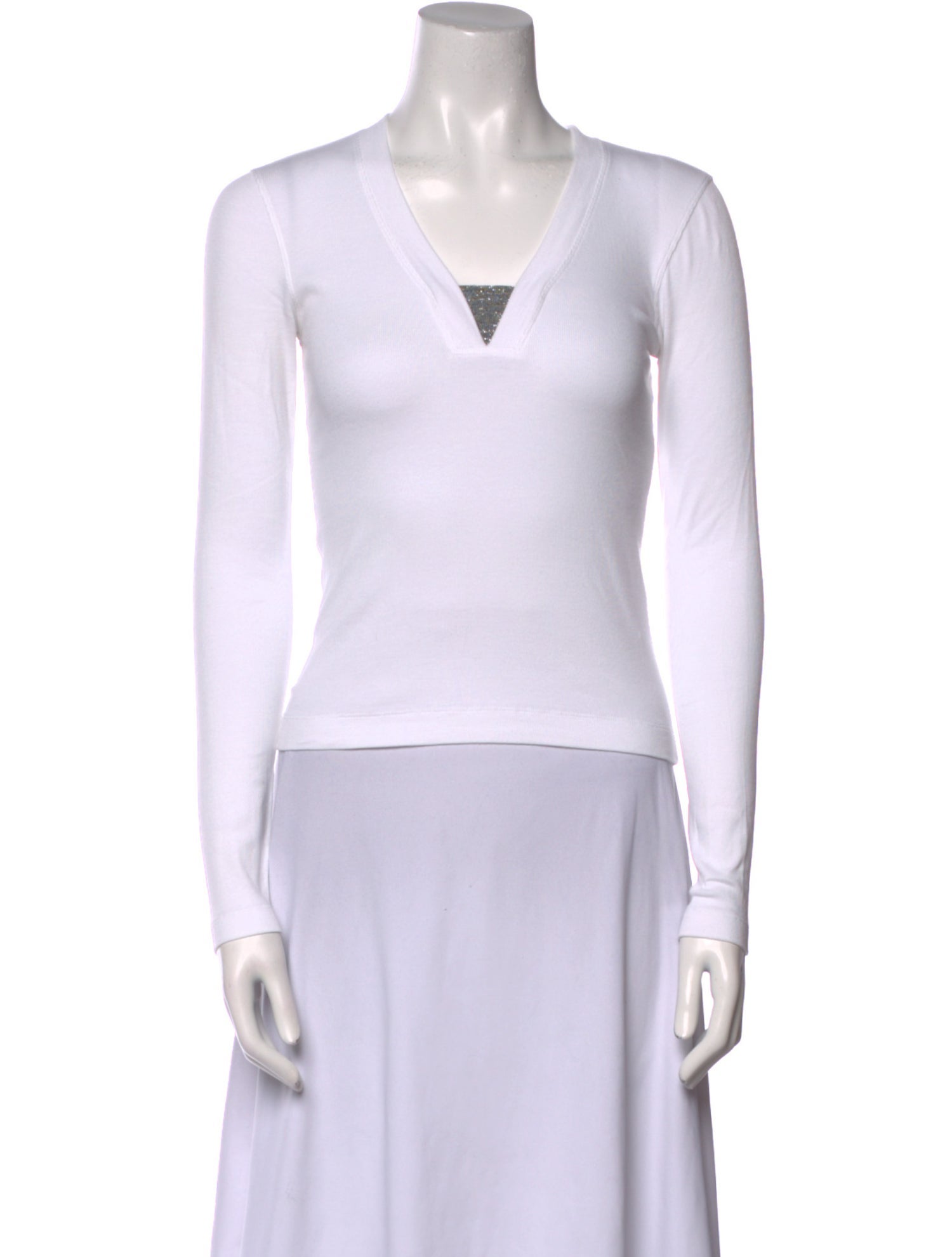 Brunello Cucinelli V-Neck Long Sleeve Top