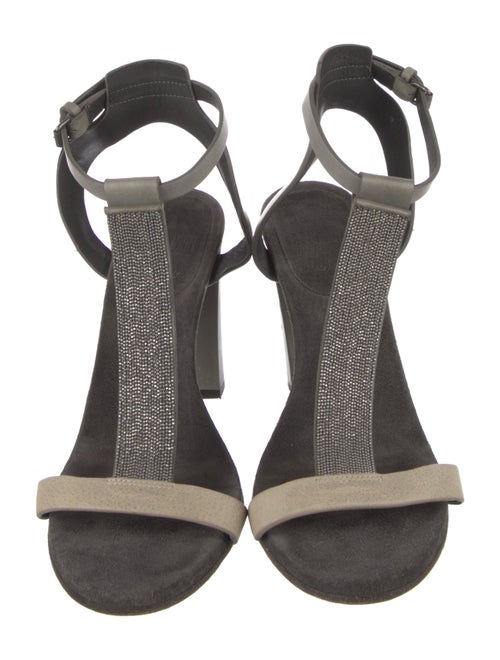 Brunello Cucinelli Monili Suede T-Strap Sandals