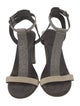 Brunello Cucinelli Monili Suede T-Strap Sandals