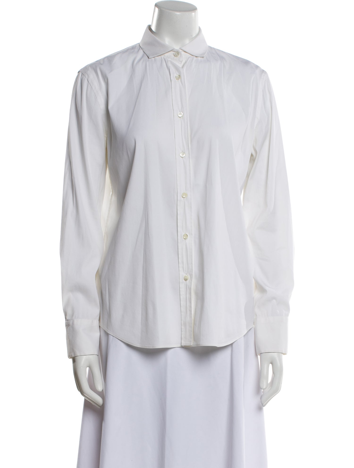Brunello Cucinelli Virgin Wool Long Sleeve Button-Up Top