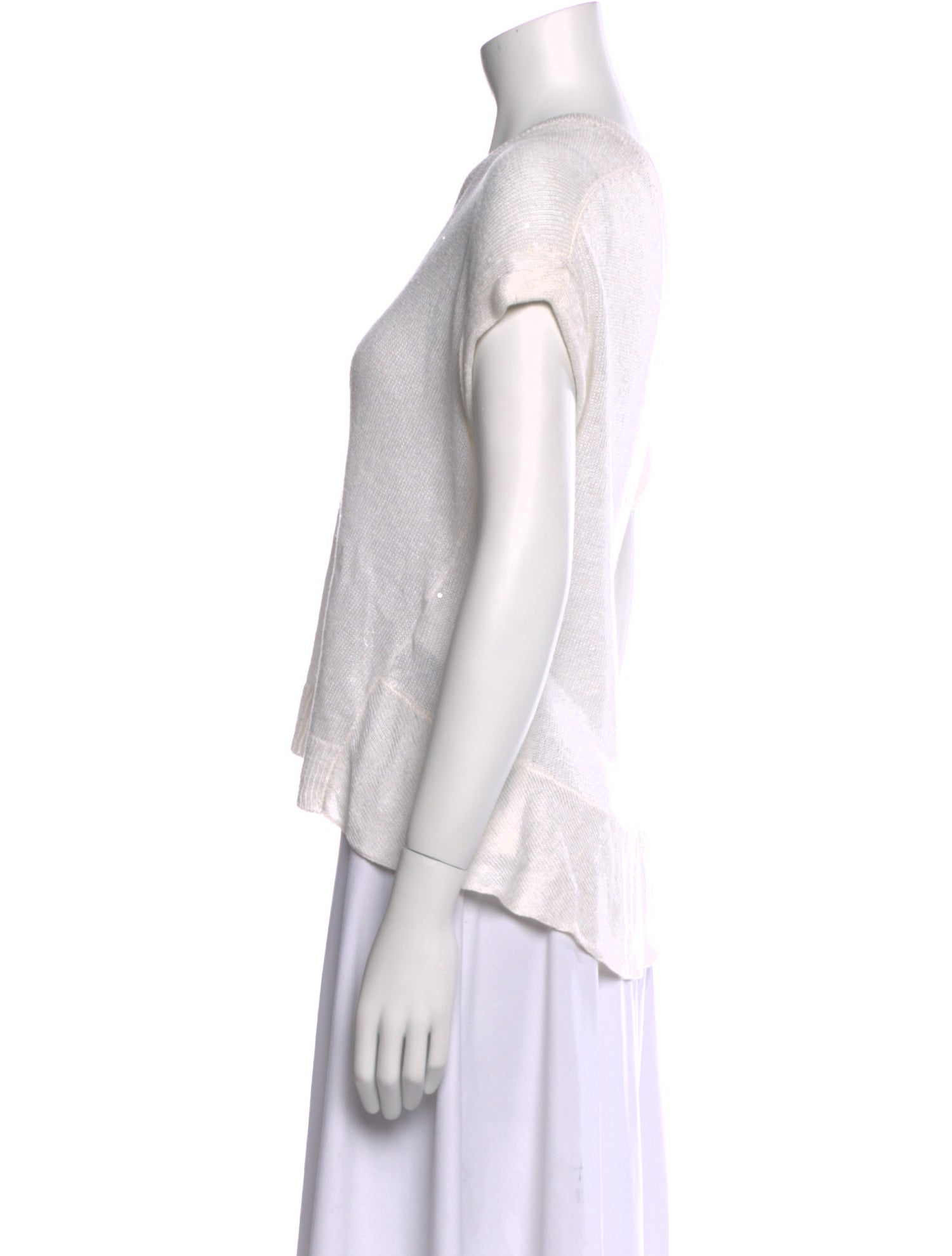 Brunello Cucinelli Linen V-Neck Crop Top