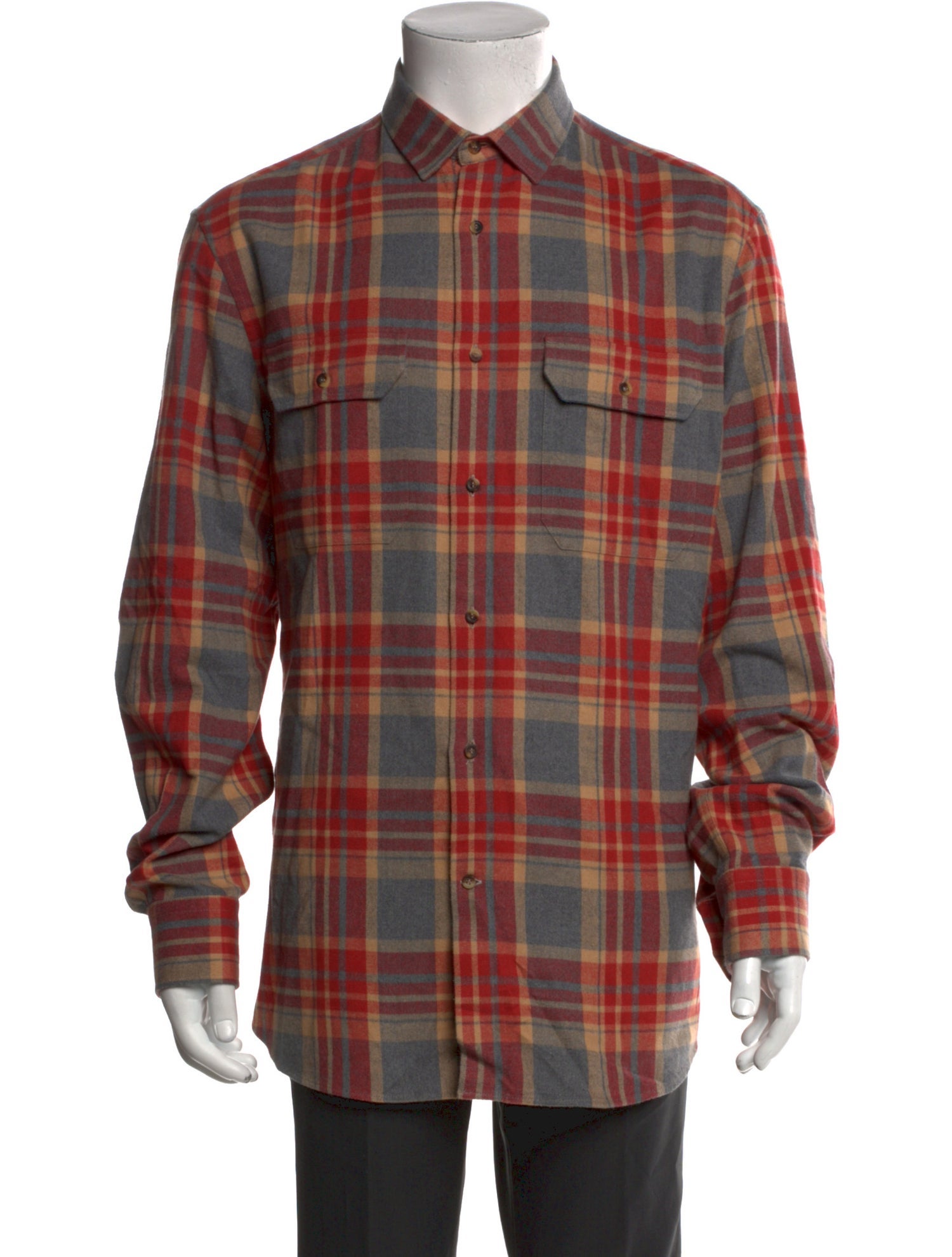 Brunello Cucinelli Plaid Print Long Sleeve Shirt