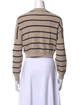 Brunello Cucinelli Striped Off-The-Shoulder Crop Top